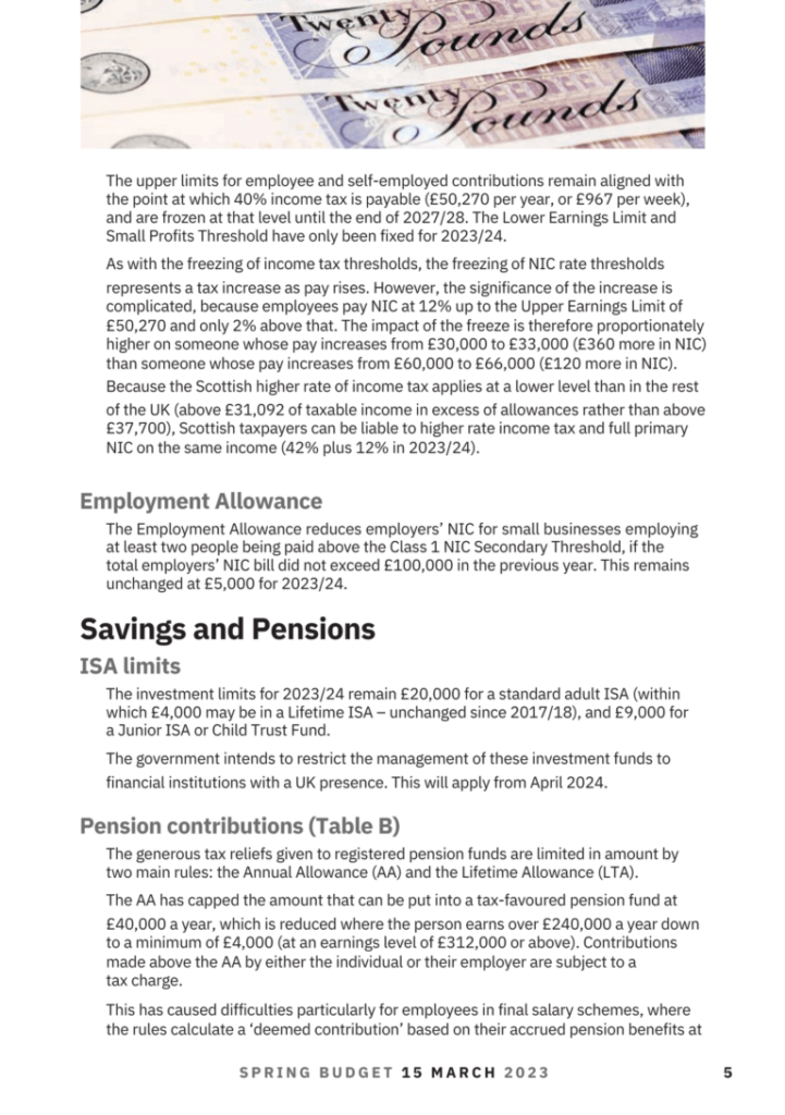 savings and pensions